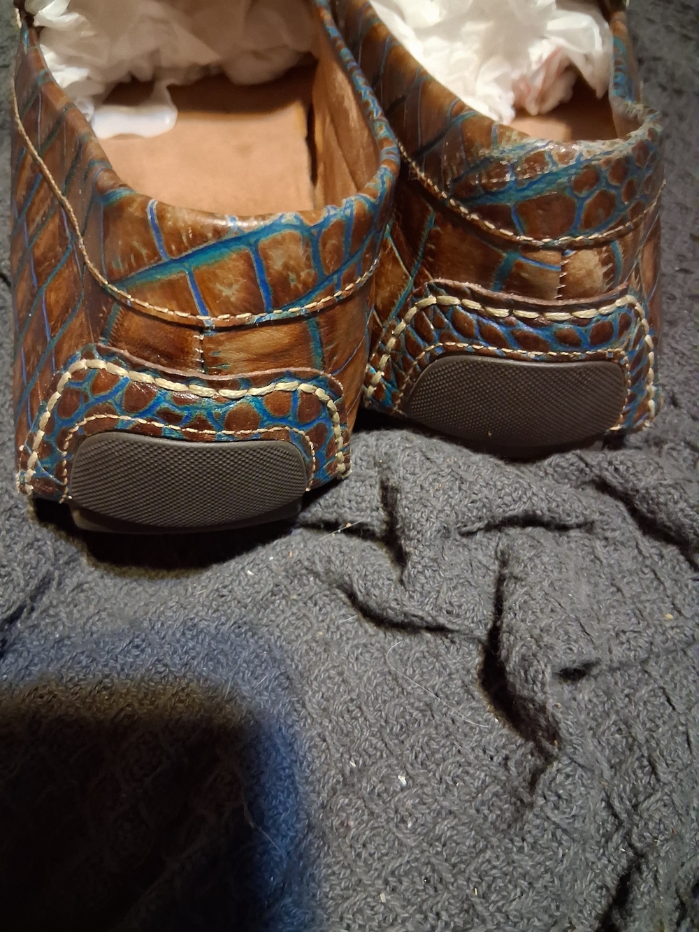 Donald J Pliner Mens Size 12 DEKEL Croc Print Leather Suede Driving Shoes Penny - Picture 3 of 7